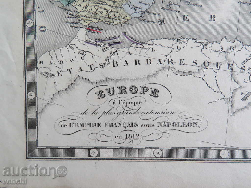 Licitație HARTĂ VECHE - EUROPA - SECOLUL XIX - ORIGINAL = EXCELENT +