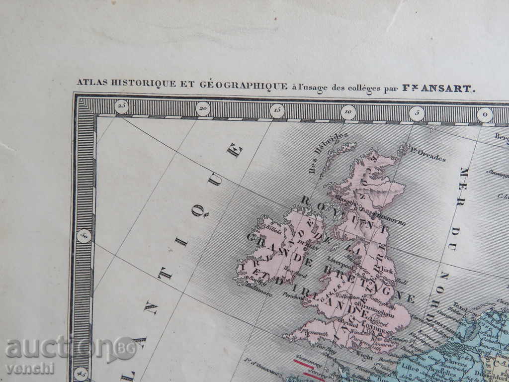 Livrarea HARTĂ VECHE - EUROPA - SECOLUL XIX - ORIGINAL = EXCELENT +