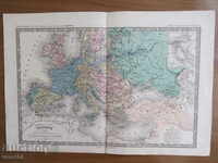 OLD MAP - EUROPE - 19TH CENTURY - ORIGINAL = EXCELLENT +