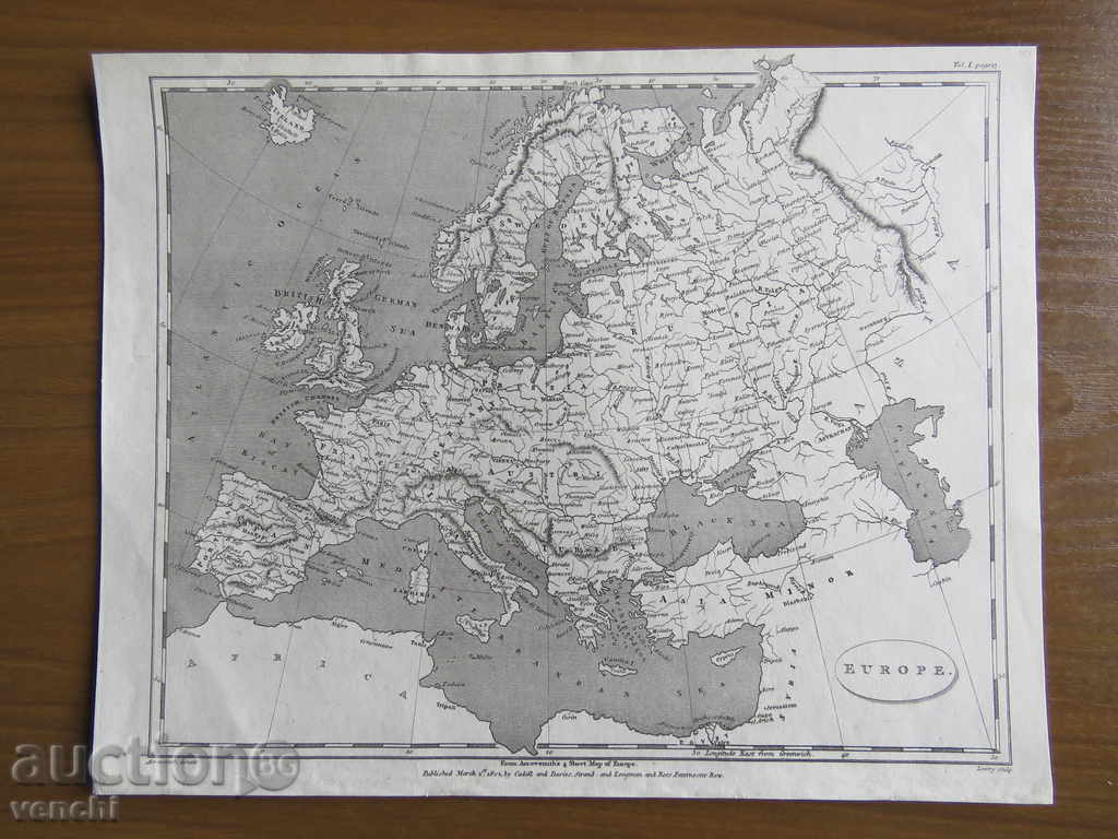 HARTĂ VECHE - EUROPA - 1802 - ORIGINAL = EXCELENT +
