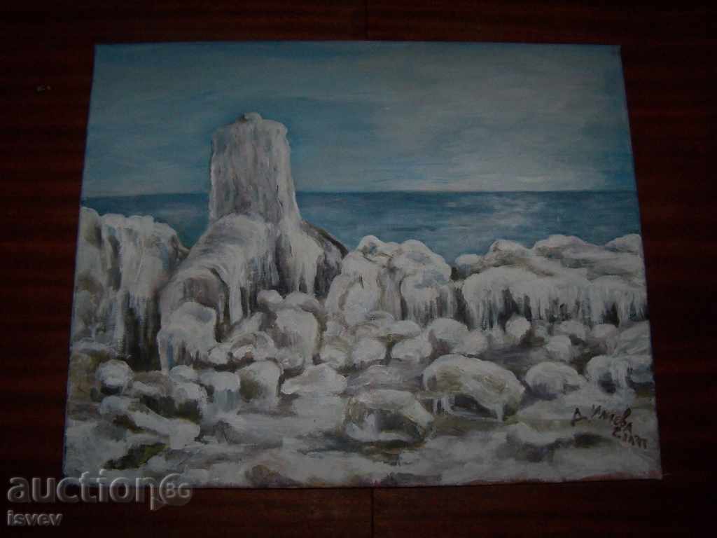Delivery of "Winter Beach" painting of the artist Desislava Ilieva Delivery of "Winter Beach" painting of the artist Desislava Ilieva