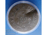 Colonie Cayenne 2 sos 1789 Foarte Rar