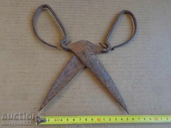 Auction Old forged scissors, knife, wrought iron Auction Old forged scissors, knife, wrought iron