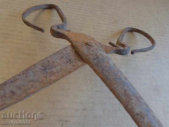 Old forged scissors, knife, wrought iron - 6 Old forged scissors, knife, wrought iron - 6
