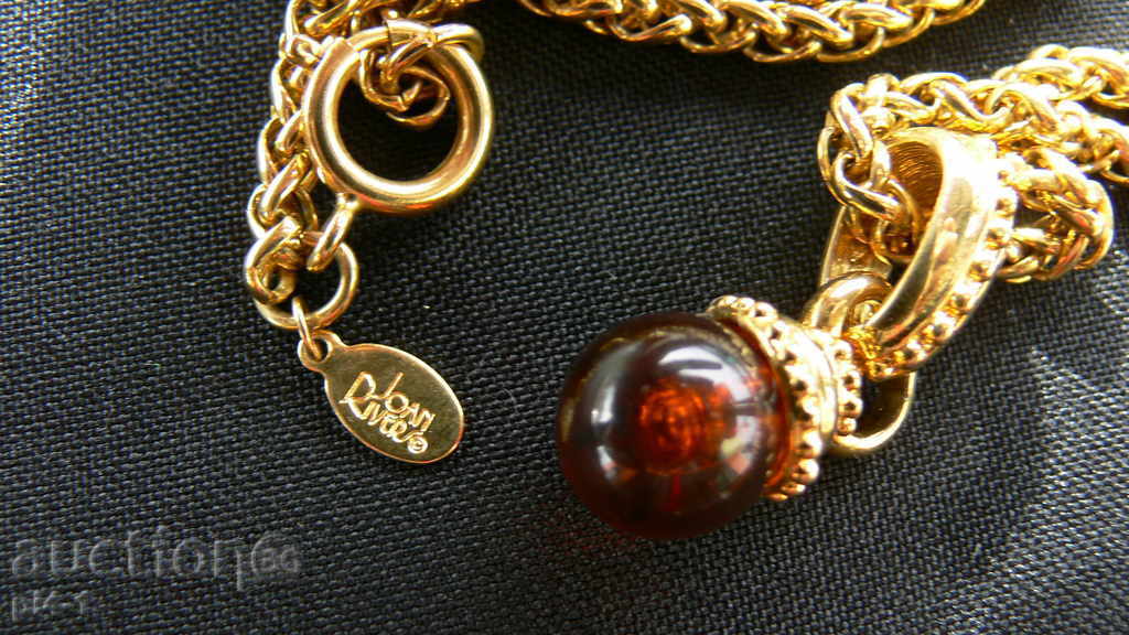 Huge gold-plated chain - 18k with amber pendant with price 150.00 BGN | € 76.69 Huge gold-plated chain - 18k with amber pendant with price 150.00 BGN | € 76.69