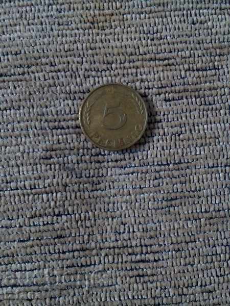 Монета 5 PFENNING 1950