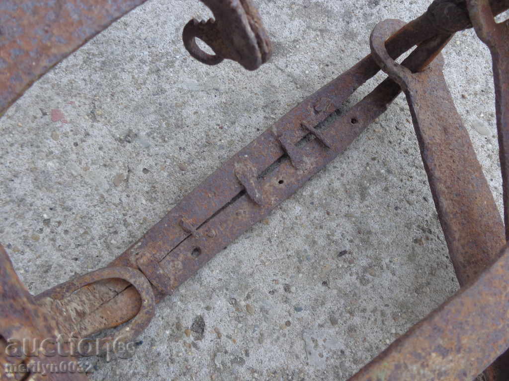 Auction Old hand forged trap, wrought iron Auction Old hand forged trap, wrought iron