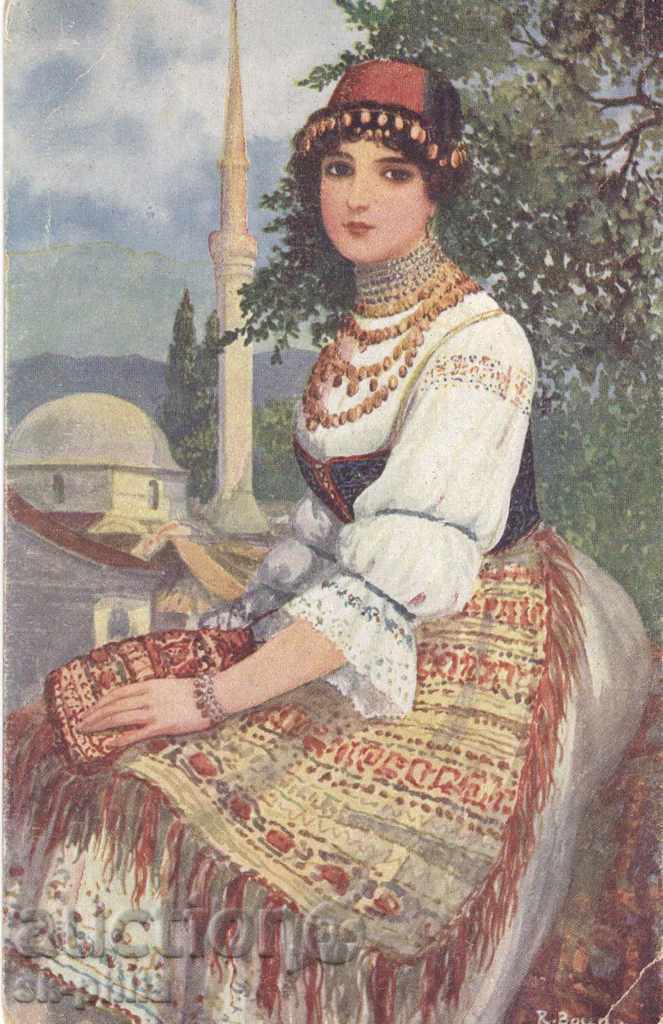 Antique Postcard Folklore - Bosnian costume