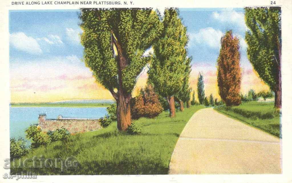 Antique καρτ-ποστάλ ΗΠΑ - Λίμνη Champlain