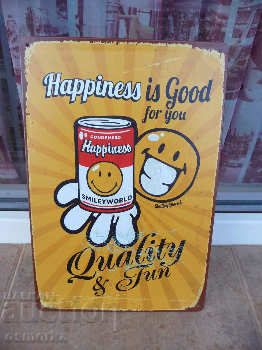 Metal plate lettering message smile emoticon happiness box