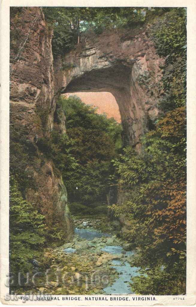 Антикварна пощенска картичка САЩ - естествен мост, Виржиния