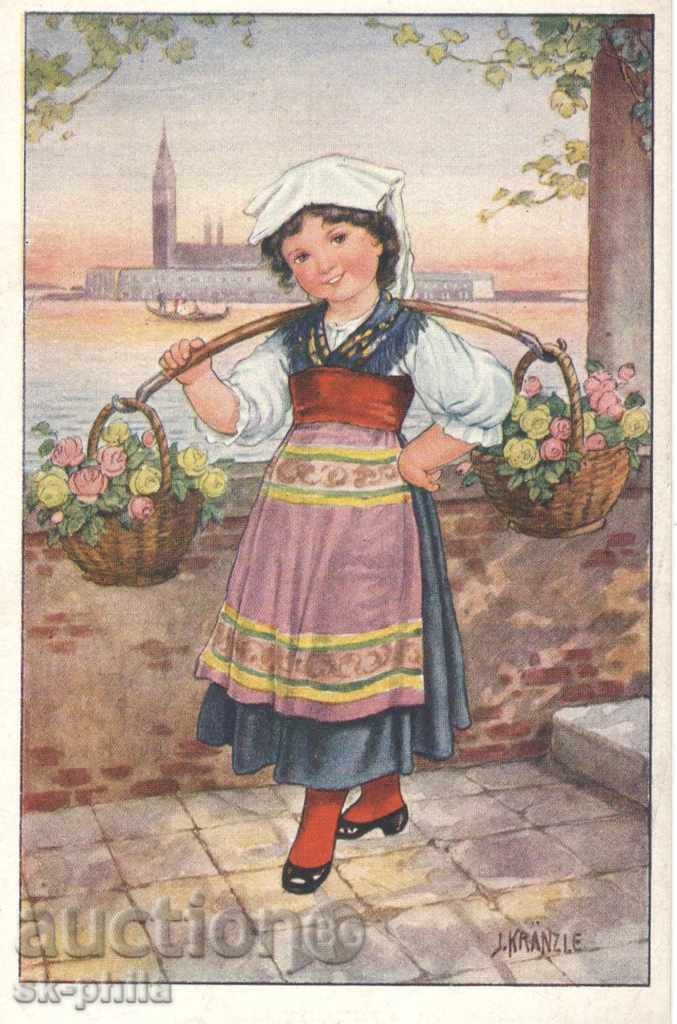 carte poștală Folk Antic - Fata
