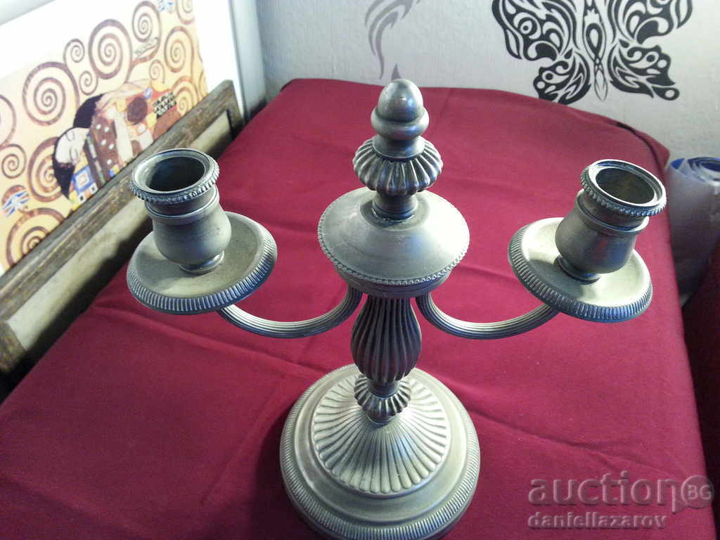 Old Massive French Silver Candleholder