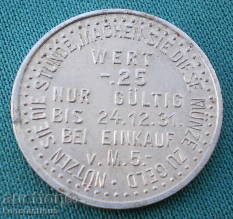 Φρανκφούρτη 25 Pfennig 1931 Σπάνιες