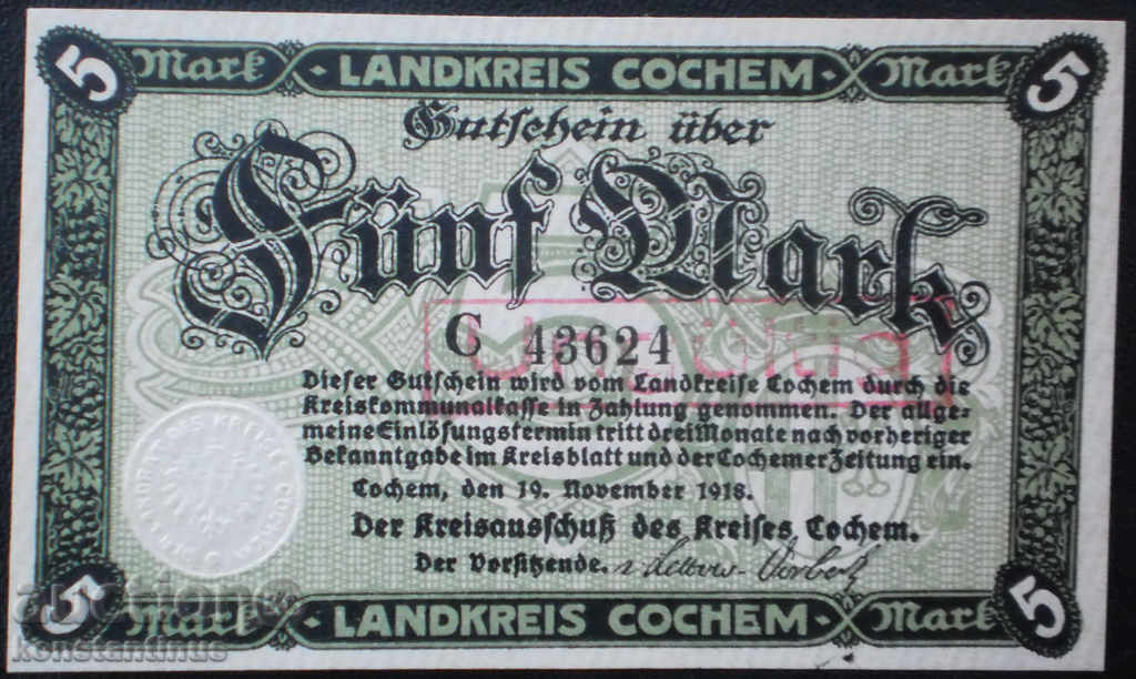 Germany 5 March 1918 UNC Rare