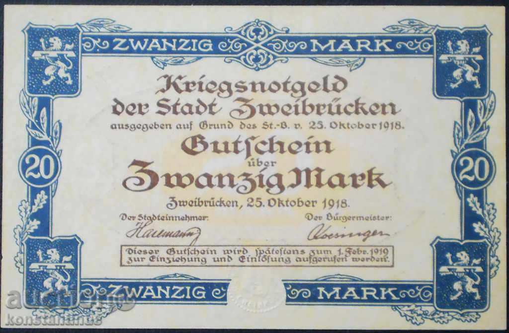 Germania 20 martie 1918 UNC Rare cu preț € 11.25 | 22.00 BGN