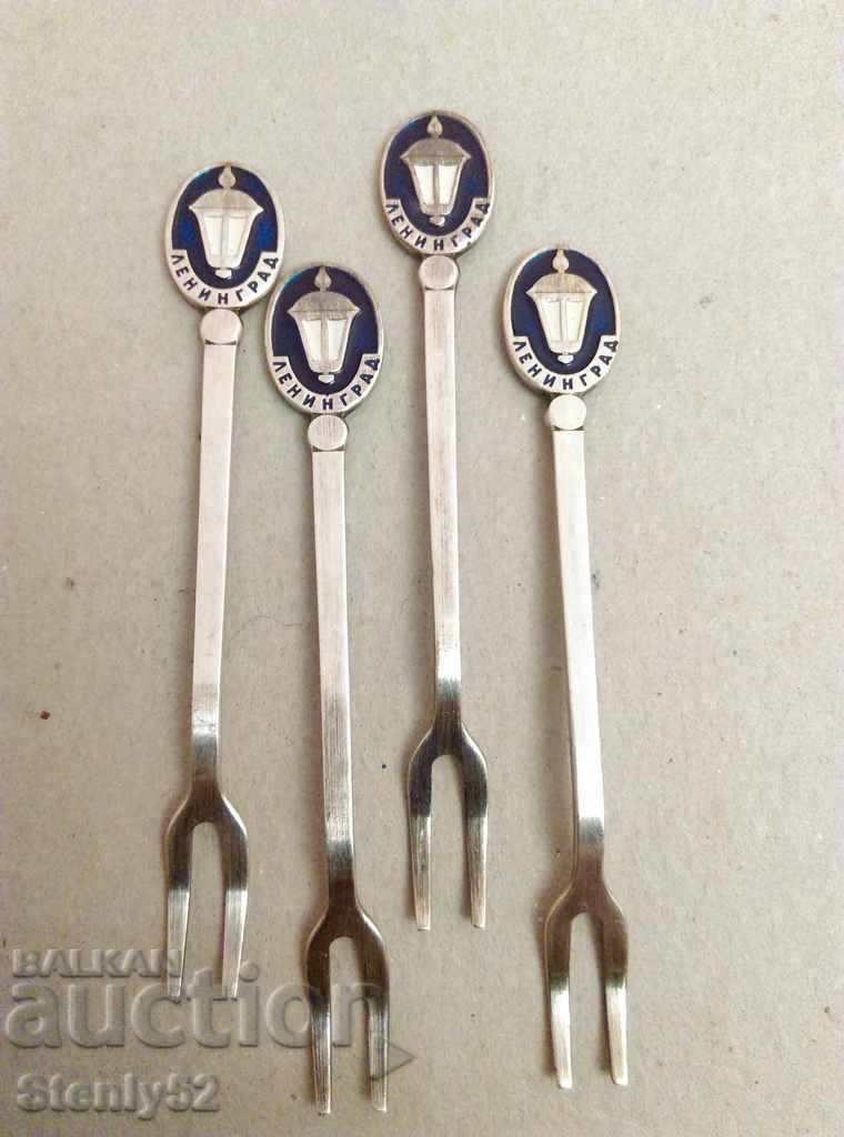 Caviar forks "Leningrad" silver plated