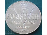 Norway 25 Crowns 1970 Silver UNC Rare