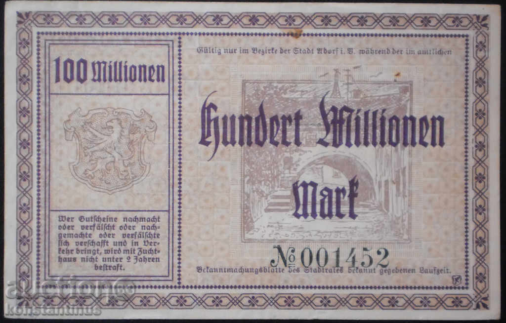 Germania 100.000.000 Mark 1923 UNC Rare cu preț € 11.25 | 22.00 BGN