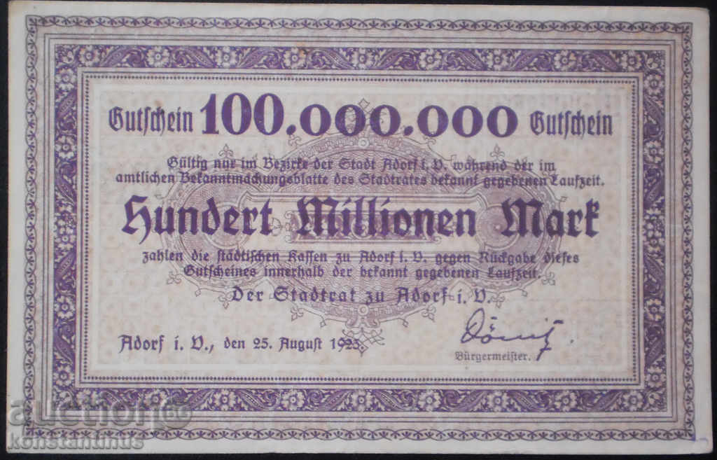 Германия  100 000 000 Марк 1923 UNC Rare