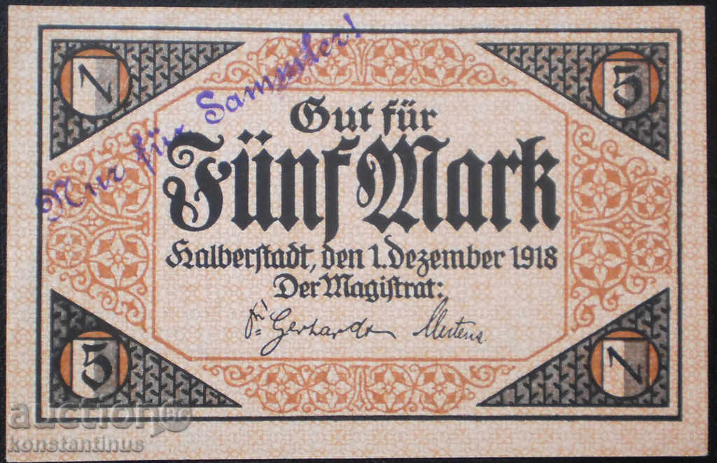 Germania 5 Mark 1918 UNC Rare Varietate cu preț € 6.65 | 13.01 BGN Germania 5 Mark 1918 UNC Rare Varietate cu preț € 6.65 | 13.01 BGN