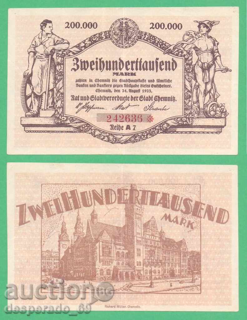 ( ` '• .¸GERMANIYA (Chemnitz) 200.000 σήματα 1923. •' '¯)