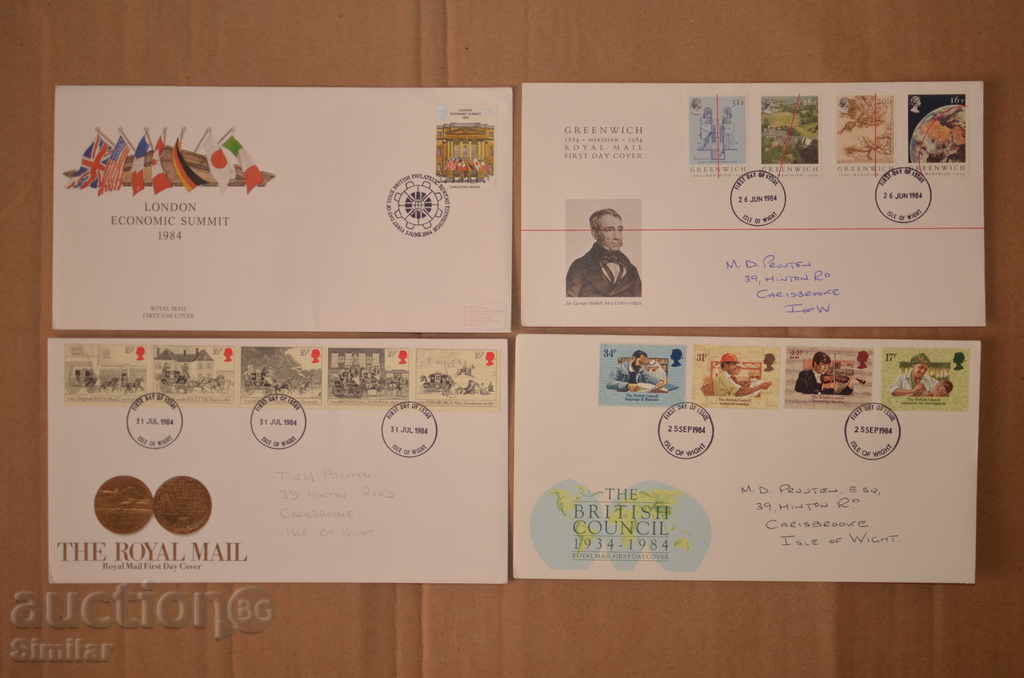 9 pcs. Envelopes / FDC United Kingdom 1984 - full collection with price 10.00 BGN | € 5.11 9 pcs. Envelopes / FDC United Kingdom 1984 - full collection with price 10.00 BGN | € 5.11