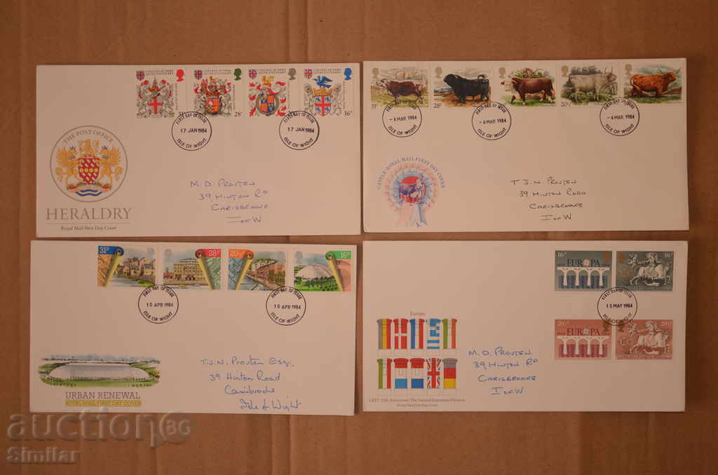 9 pcs. Envelopes / FDC United Kingdom 1984 - full collection