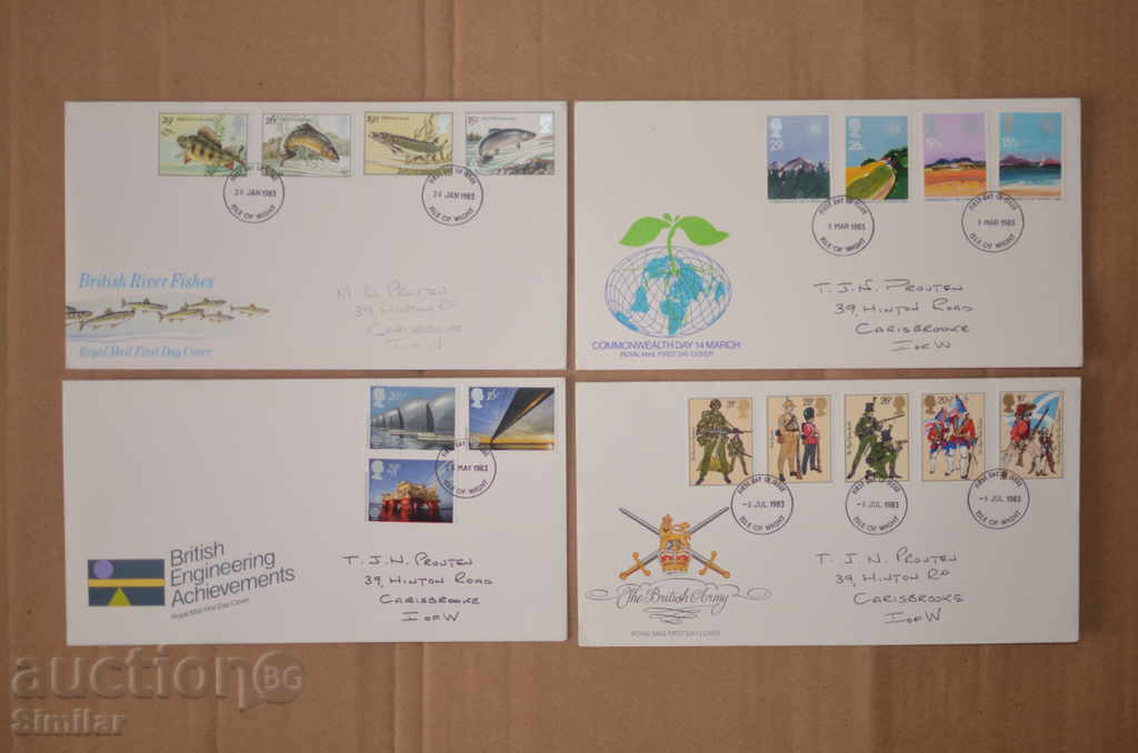7 pcs. Envelopes / FDC Great Britain 1983 - full collection