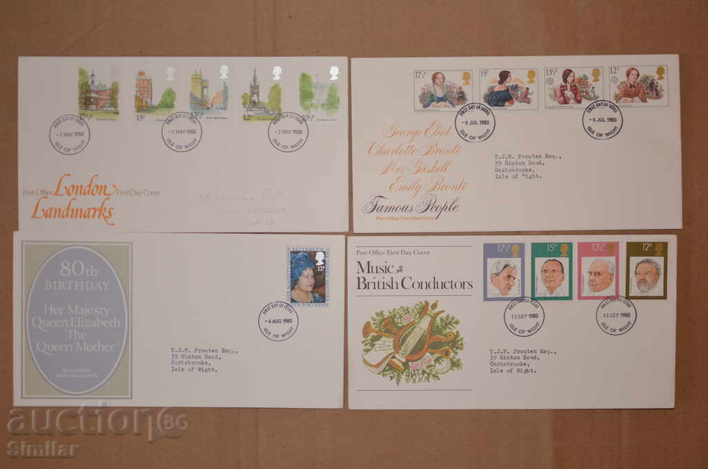 10 pcs. Envelopes / FDC United Kingdom 1980 - full collection with price 14.00 BGN | € 7.16 10 pcs. Envelopes / FDC United Kingdom 1980 - full collection with price 14.00 BGN | € 7.16
