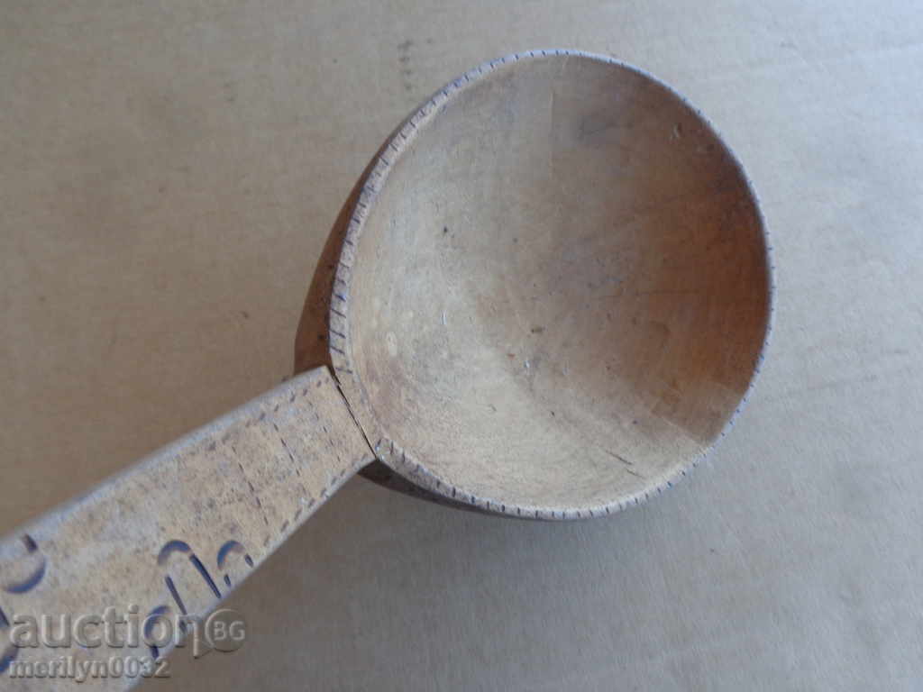 Auction  Very old wooden spoon, ladle, wooden