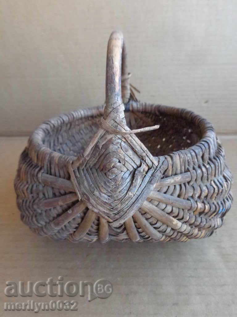 Old knit basket, wooden