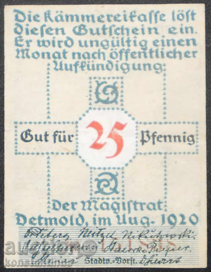 Germany 25 Pfennig 1920 Rare