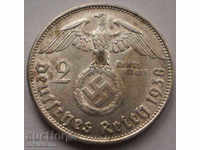 Германия III Райх 2 Марки 1938 B Рядка Монета UNC