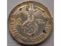 Германия III Райх 2 Марки 1939 F Рядка Монета UNC