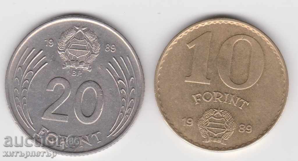 Lot 10 and 20 Forint 1989 Hungary