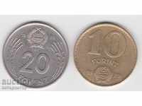 Lot 10 and 20 Forint 1989 Hungary