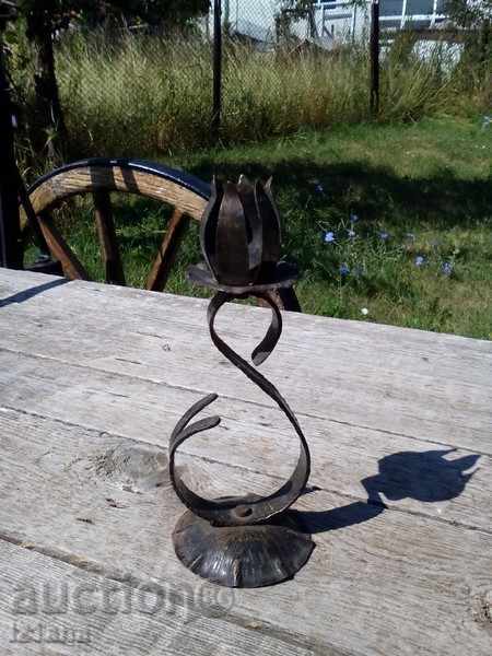 Auction Wrought iron candlestick Auction Wrought iron candlestick