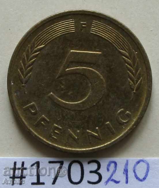 5 pfennig 1989 F -GFR
