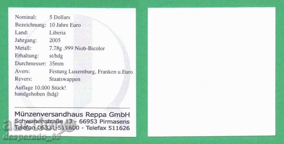 Auction (¯` '• .¸ $ 5 2005 LIBERIA (Luxemburg) UNC ¸. •' ´¯) Auction (¯` '• .¸ $ 5 2005 LIBERIA (Luxemburg) UNC ¸. •' ´¯)