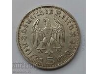 5 марки сребро Германия 1935 A III Райх  сребърна монета №90