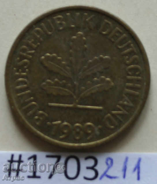 5 pfennig 1989 J -GFR cu preț € 0.26 | 0.51 BGN 5 pfennig 1989 J -GFR cu preț € 0.26 | 0.51 BGN