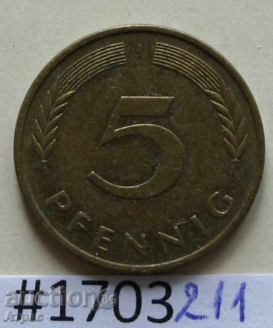 5 pfennig 1989 J -GFR