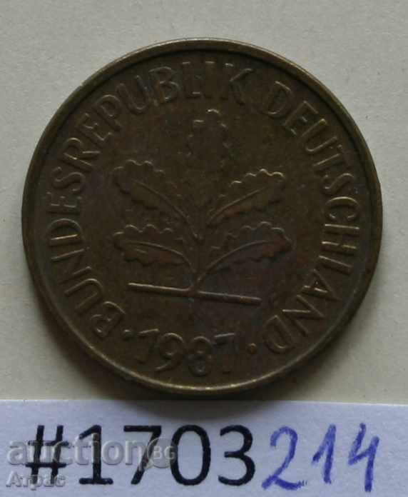 5 pfennig 1987 D -GFR cu preț € 0.26 | 0.51 BGN