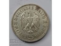 5 timbre de argint Germania 1936 A III Reich monedă de argint №85