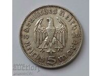 5 timbre de argint Germania 1936 A III Reich monedă de argint №90