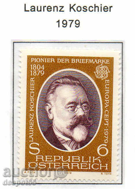 1979. Австрия. Лоренц Кошир, пионер на австрийските марки.