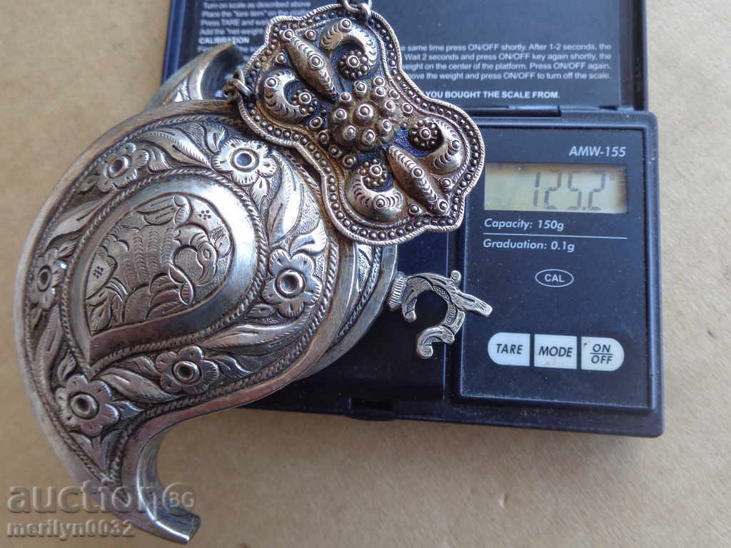 Silver renaissance pafta 18 cm pafta, buckle, worn belt - 5