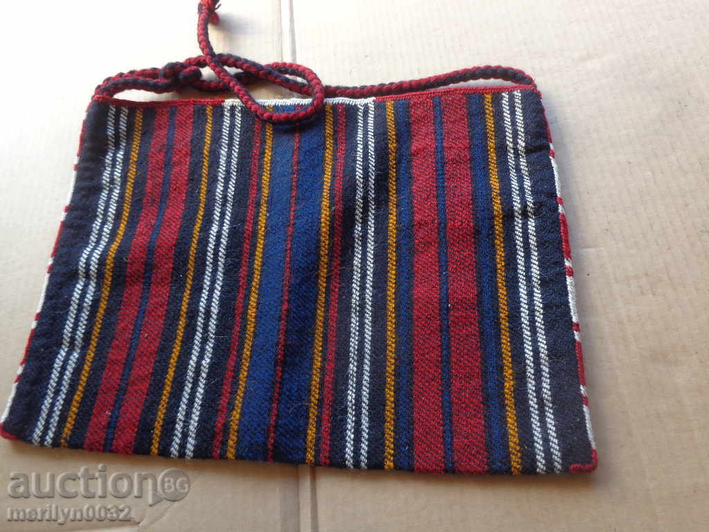 Старинна ръчно тъкана коледарска торбичка, торба