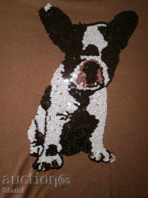 Licitație Bluza de damă efectivă cu aplicație, culoare ciocolată, mărimea M